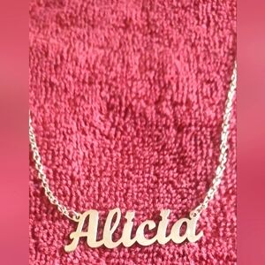 Alicia Name Necklace, Personalized name Pendant Necklace. Mad of stainless steel